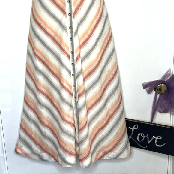 FREE PEOPLE STRIKING STRIPED IVORY MULTI-STRIPE MIDI DRESS SIZE XS - Picture 6 of 16